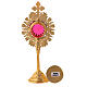 Mini neogothic reliquary in gold plated brass with budded cross h 7 1/2 in s5