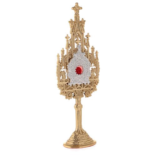 Mini Neo-Gothic reliquary h 22.5 cm in silvered golden brass 4