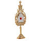 Mini Neo-Gothic reliquary h 22.5 cm in silvered golden brass s4