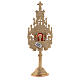Neogothic mini reliquary in gold and silver-plated brass h 9 in s5