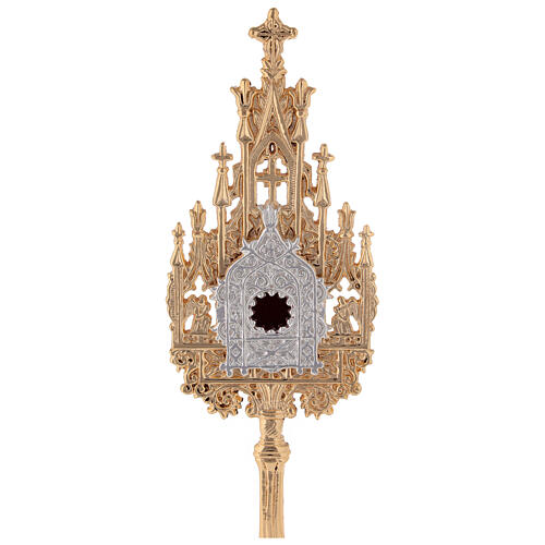 Neo-Gothic mini reliquary in golden brass h 22,5 cm 2