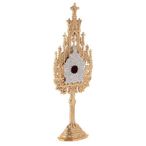 Neo-Gothic mini reliquary in golden brass h 22,5 cm 4