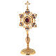 Flower shape reliquary in gold plated brass with colored stones s3
