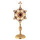 Flower shape reliquary in gold plated brass with colored stones s4