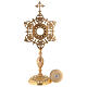 Flower shape reliquary in gold plated brass with colored stones s5