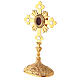 Oval reliquary with budded cross and rays, gold plated brass 28 cm s4