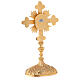 Oval reliquary with budded cross and rays, gold plated brass 28 cm s6