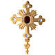 Oval reliquary with budded cross and rays gold plated brass 11 in s2