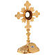 Oval reliquary with budded cross and rays gold plated brass 11 in s7