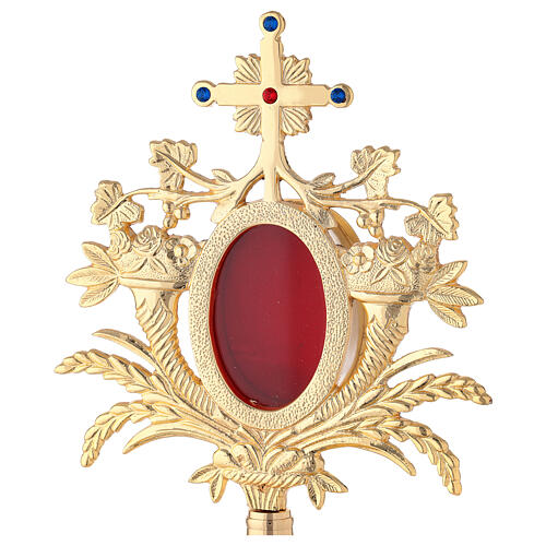 Reliquiar in barockem Stil aus vergoldetem Messing mit Kristallen, 33 cm 2