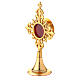 Round reliquary with lilies in gold plated brass 6 3/4 in s3