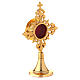 Round reliquary with lilies in gold plated brass 6 3/4 in s4