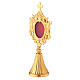 Gold plated brass reliquary with angels oval viewing window 8 3/4 in s3