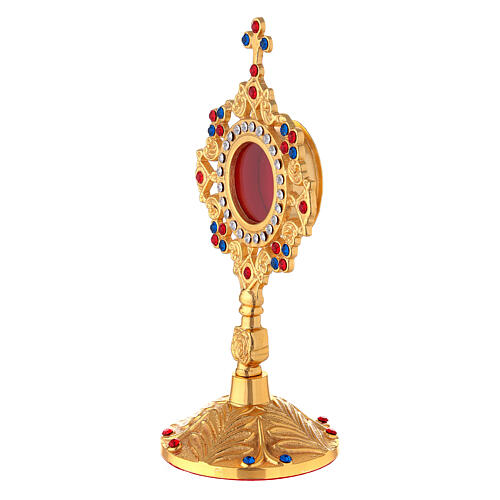 Gold plated reliquary with roses and crystals 20 cm 4