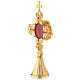 Reliquary with leaves and fruits, gold plated brass and crystals 25 cm s3