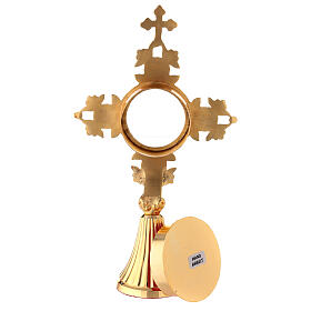 Gold plated brass reliquary with crystals and leaf fruit pattern 9 3/4 in s5