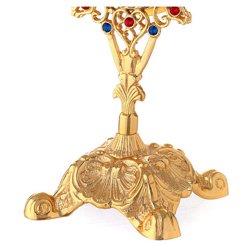 Reliquiar aus vergoldetem Messing im barocken Stil mit Kristallen, 24 cm 3