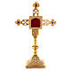 Squared reliquary with Latin cross, gold plated brass 25 cm s1