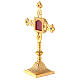 Squared reliquary with latin cross of gold plated brass 9 3/4 in s2