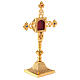 Squared reliquary with latin cross of gold plated brass 9 3/4 in s3