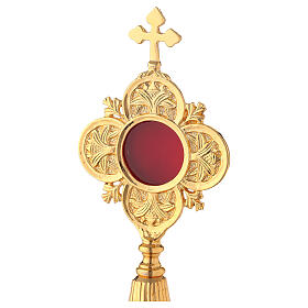 Flower reliquary of gold plated brass h 8 3/4 in