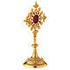 Reliquary with shell pattern, gold plated brass and crystals 25 cm s5