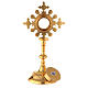 Reliquary with shell pattern, gold plated brass and crystals 25 cm s6