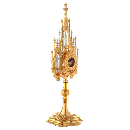 Neo-Gothic monstrance for wafers in two-tone brass, 3 cm 5