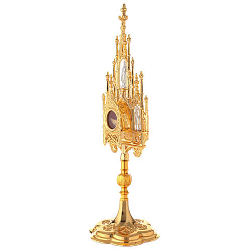 Neogothic monstrance of bicolored brass for hosts of 1.2 in 4