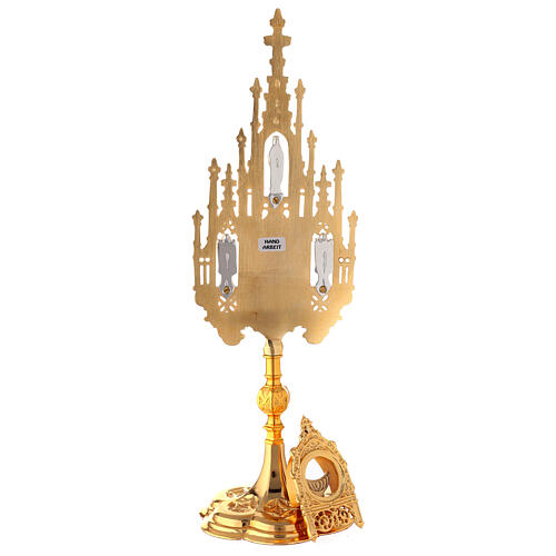 Neogothic monstrance of bicolored brass for hosts of 1.2 in 6