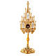 Neogothic monstrance of bicolored brass for hosts of 1.2 in s1