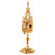 Neogothic monstrance of bicolored brass for hosts of 1.2 in s5