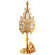 Neogothic monstrance of bicolored brass for hosts of 1.2 in s6