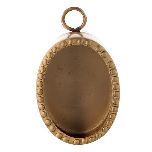 Oval wall shrine in golden brass with beads, 6 cm 1