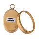 Wall oval reliquary with beads in gold plated brass 2 1/2 in s3