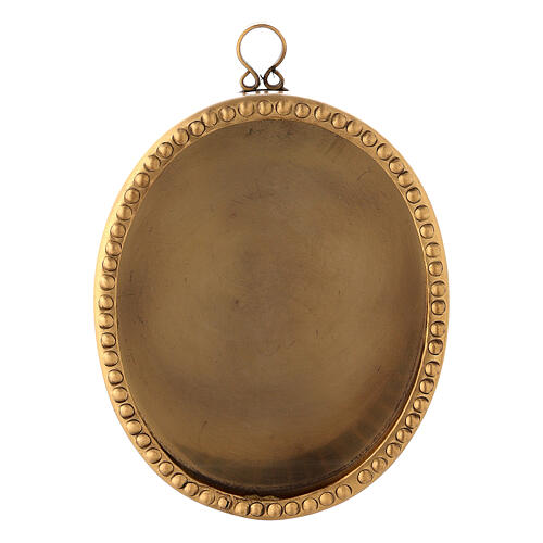 Wall oval reliquary of gold plated brass 4 in beads 1