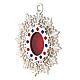 Wall reliquary with lily shaped rays of silver plated brass and crystals s2
