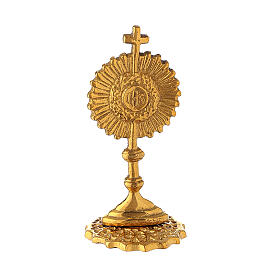 Small monstrance h 2 3/4 in gold plated brass IHS