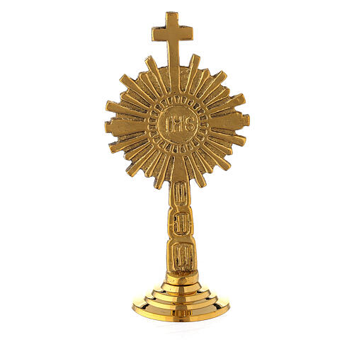 Small monstrance IHS gold plated brass 4 in 4