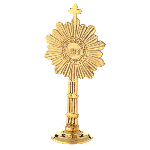 Small monstrance IHS and sun-like rays gold plated brass 6 in 1
