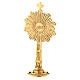 Small monstrance IHS and sun-like rays gold plated brass 6 in s1