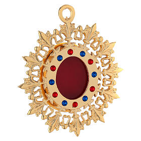 Wall reliquary sunburst design gold plated brass and crystals s3