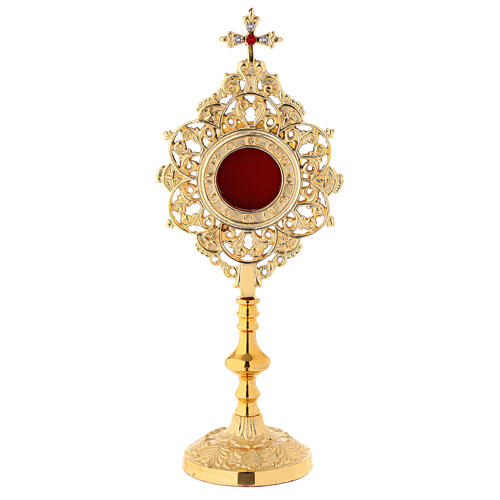 Round reliquary of gold plated brass 25 cm 1