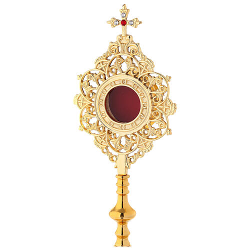 Round reliquary of gold plated brass 25 cm 2