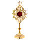 Round reliquary of gold plated brass 25 cm s1