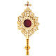 Round reliquary of gold plated brass 25 cm s2