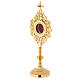 Round reliquary of gold plated brass 25 cm s3