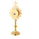 Round reliquary of gold plated brass 25 cm s5