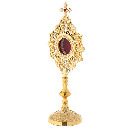 Round reliquary in golden brass 25 cm 3