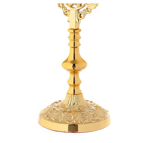 Round reliquary in golden brass 25 cm 4